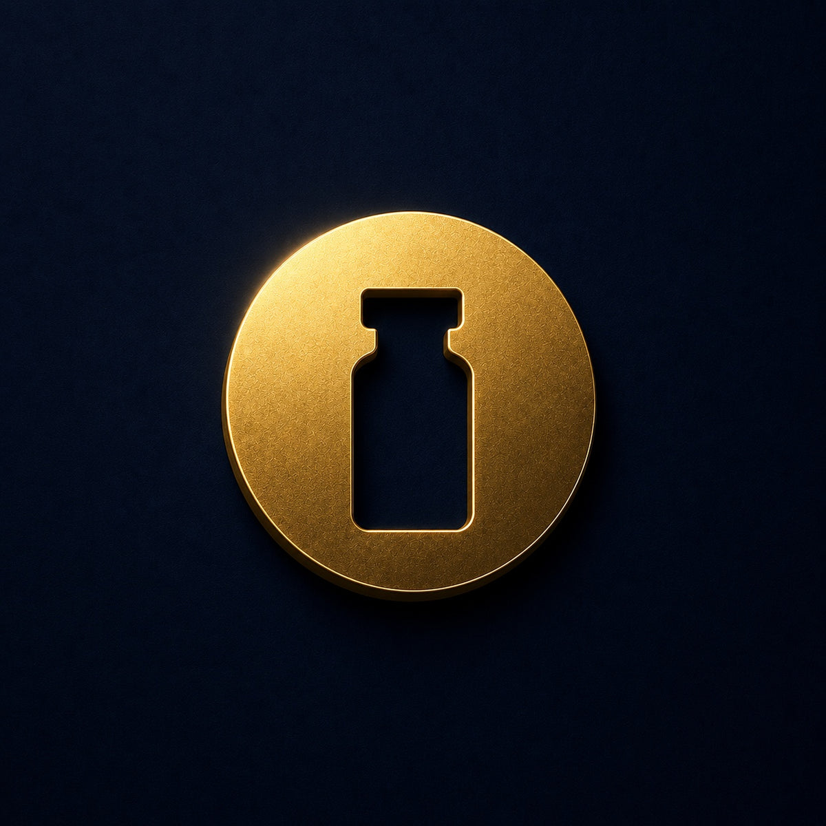 Plurotropics gold medallion with vial-shaped keyhole